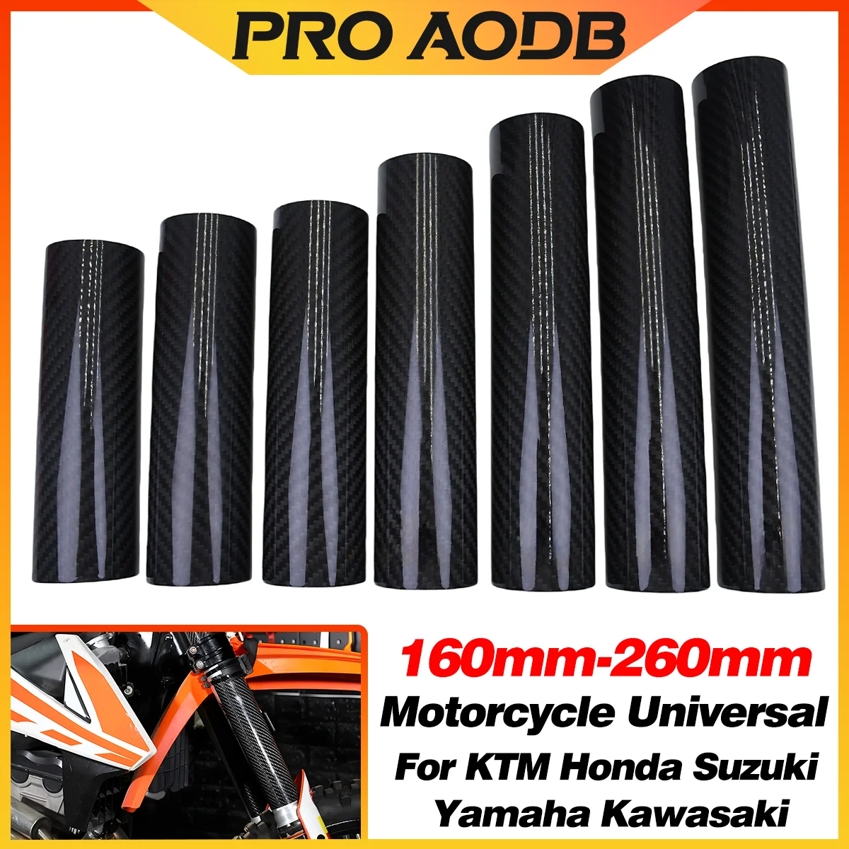 160mm-260mm Motorcycle Carbon Fiber Front Fork Shock Protector Guard For KTM Honda Yamaha Kawasaki Suzuki SHERCO Universal Parts