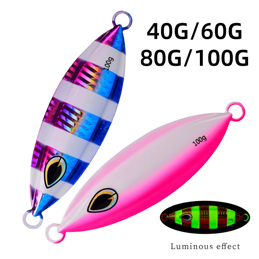 1PC Metal Jig Sea Fishing Lure 40/60/80/100G Fast Sinking Jig Shore Casting Jigging Lure Trout Tuna Fish Artificial Bait Tackle