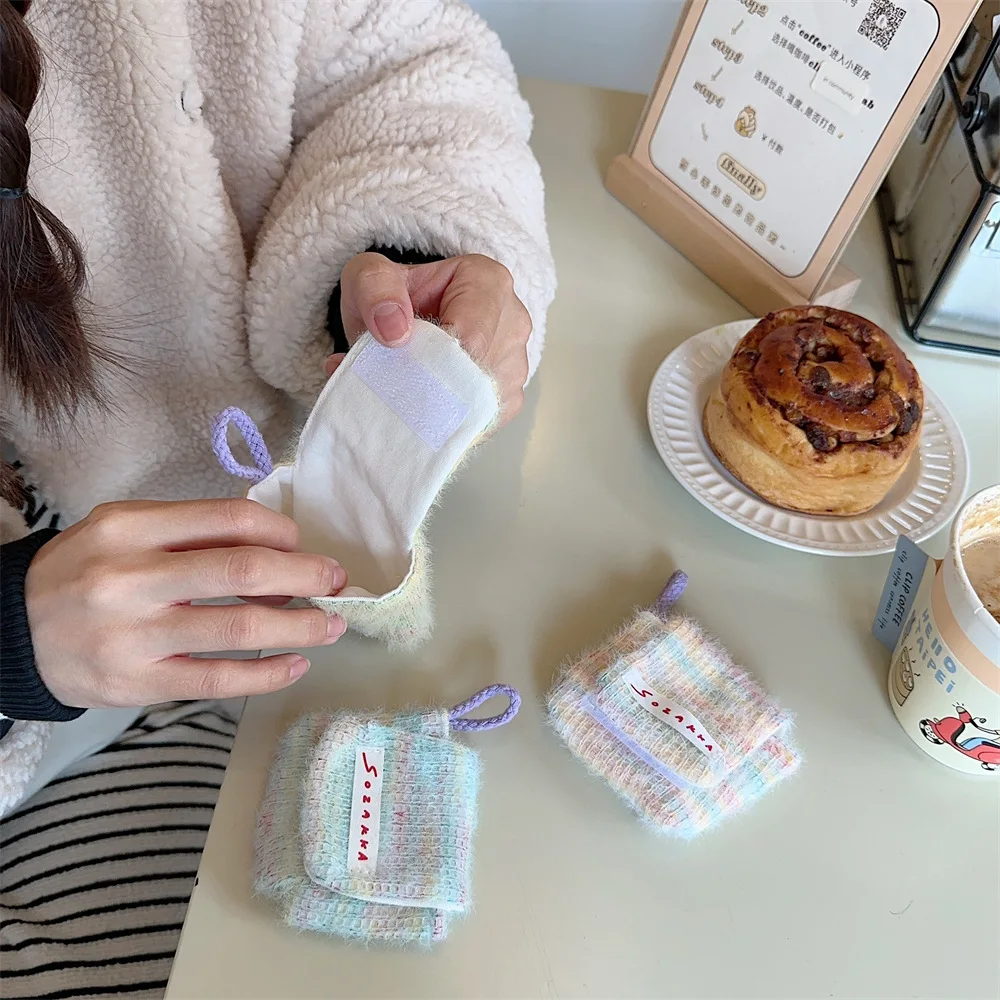 Mini Bolsa de Fone de Ouvido Clássico Retro para Mulheres, Fone de Ouvido Sem Fio De Pelúcia Macia, Carteira