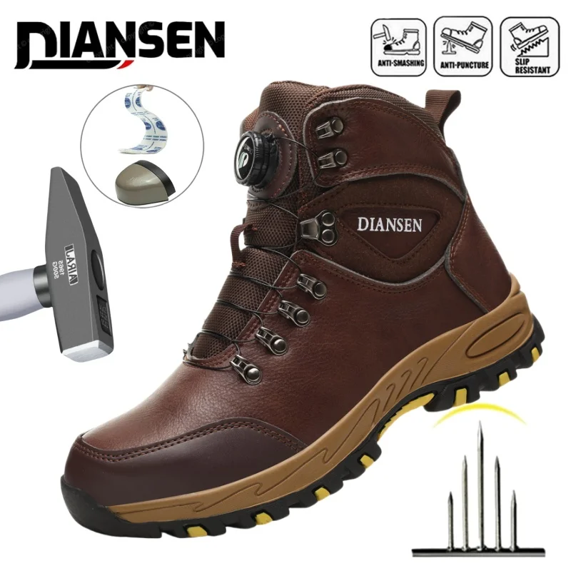 Leather Waterproof Work Safety Shoes For Men Indestructible Boots Non-slip Industrial Construction Protective Botas Male