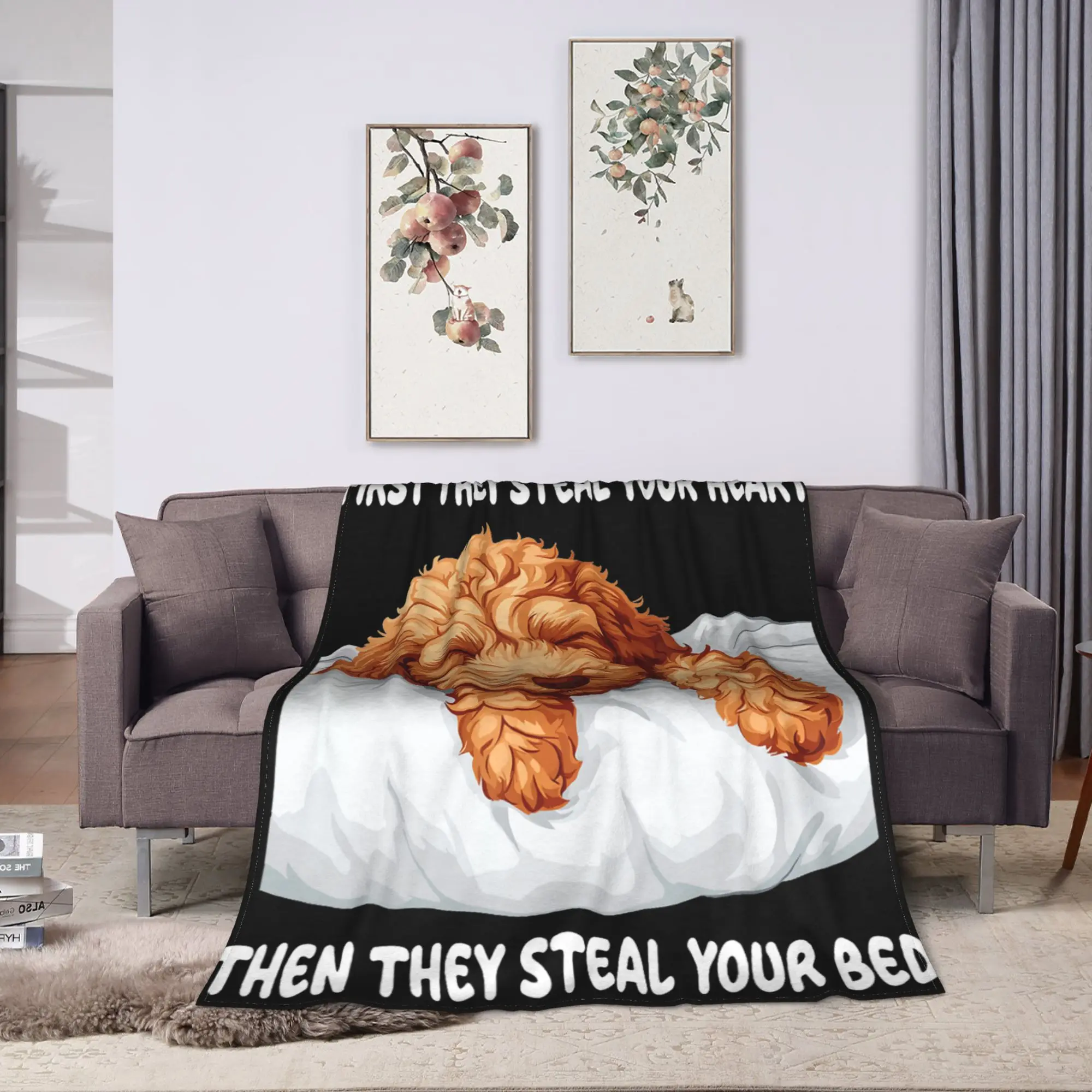 Goldendoodle Sleeping Pajamas Nightgown Blanket Boy Girl  Flannel Bedding Throws For Sofa Home Soft Quality Bedspread Present