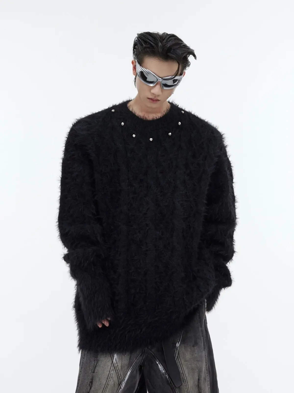 

Мужской хлопковый пуловер с меховым воротником, в полоску, с линейным узором, для офиса, деловой, профессиональный, для взрослых, элегантный, стильный топ