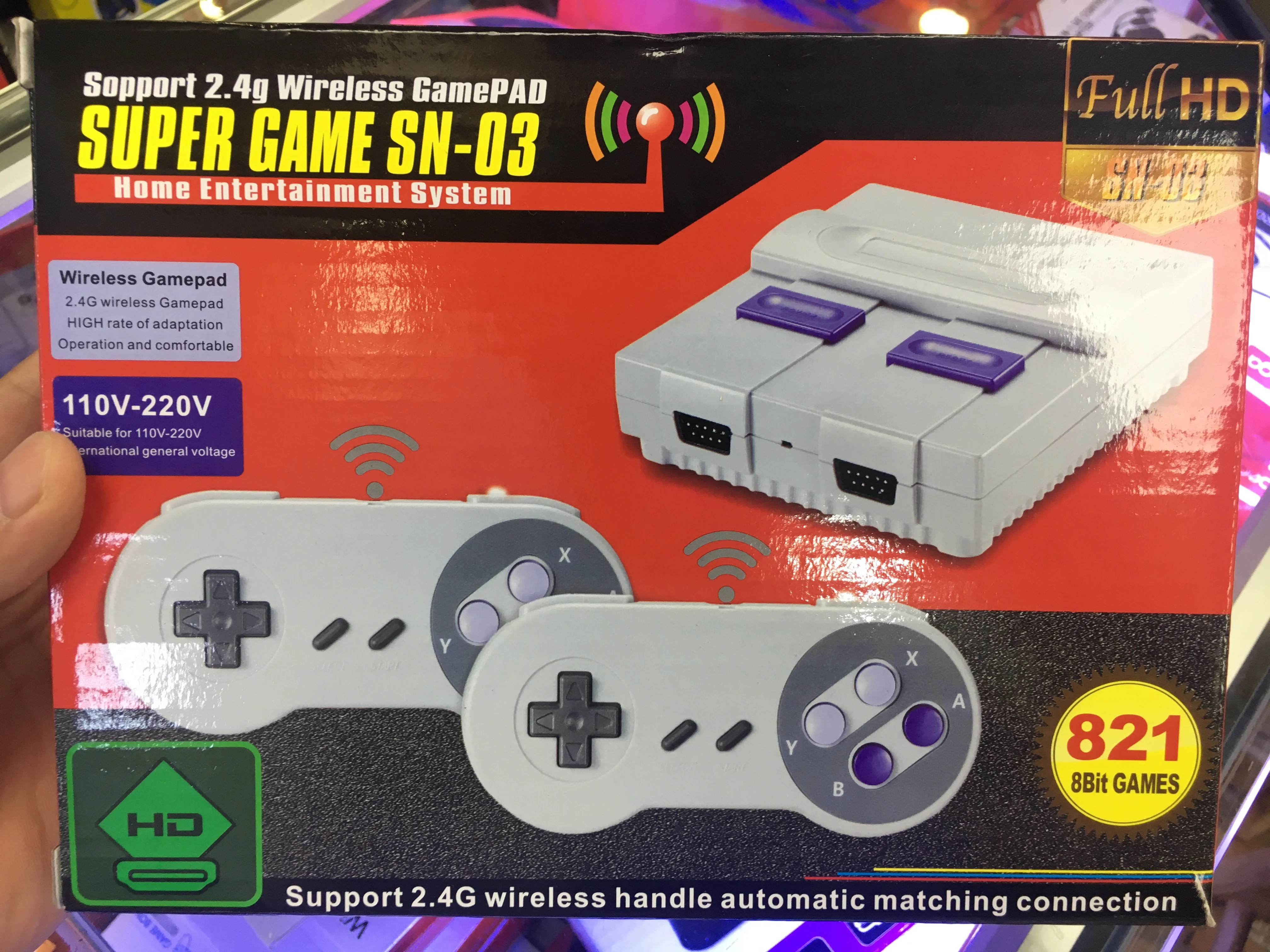 

Игровая Ретро консоль SN-03 821 игр для игр ForSnes 2,4G 2 беспроводной геймпад контроллер HD HDMI TV Out супер игра для детей подарок