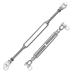 304 Stainless Steel Jaw and Jaw Turnbuckles M5 M6 M8 M10 M12 M14 M16 for Tensioning Cable Rope Chain Pack of 1