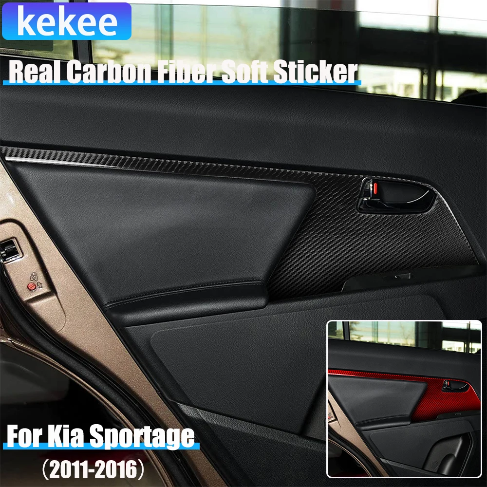 

Real Carbon Fiber Car Accessories Rear Door Panel Decorative Cover Soft Sticker For Kia Sportage 2011 2012 2013 2014 2015 2016