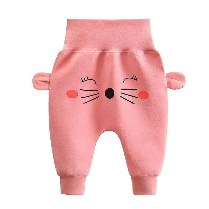 Autumn Winter Infant Thickened Cotton Pants Baby Cartoon Print Trousers Newborn Boys Girls\' Big Hip Circumference Pants Clothing