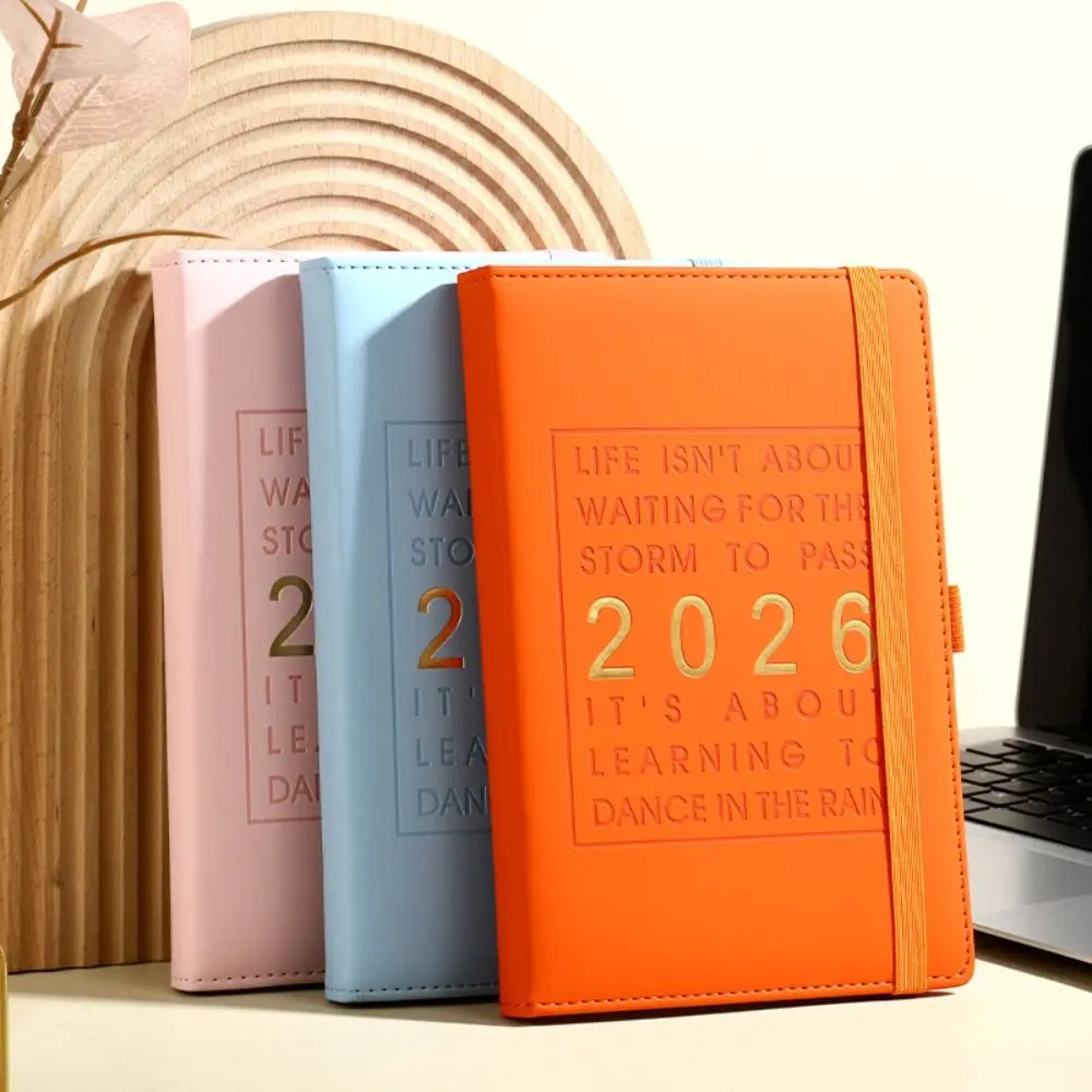 English 2026 Schedule Planner Notepad Wear-resistant 12 Months 365 Days Efficiency Notebook Portable Bookmark