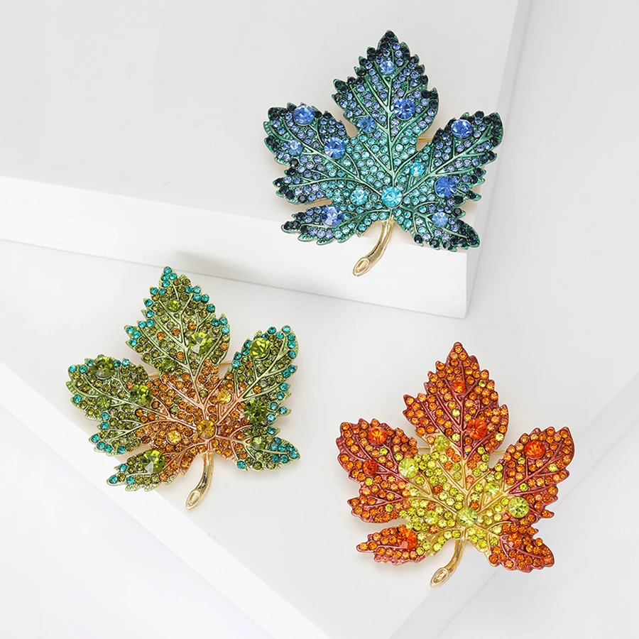 Berry Women's Rhinestone Leaf Brooches Unisex Plant Pins Office Party Casual Accessories Gifts image 2