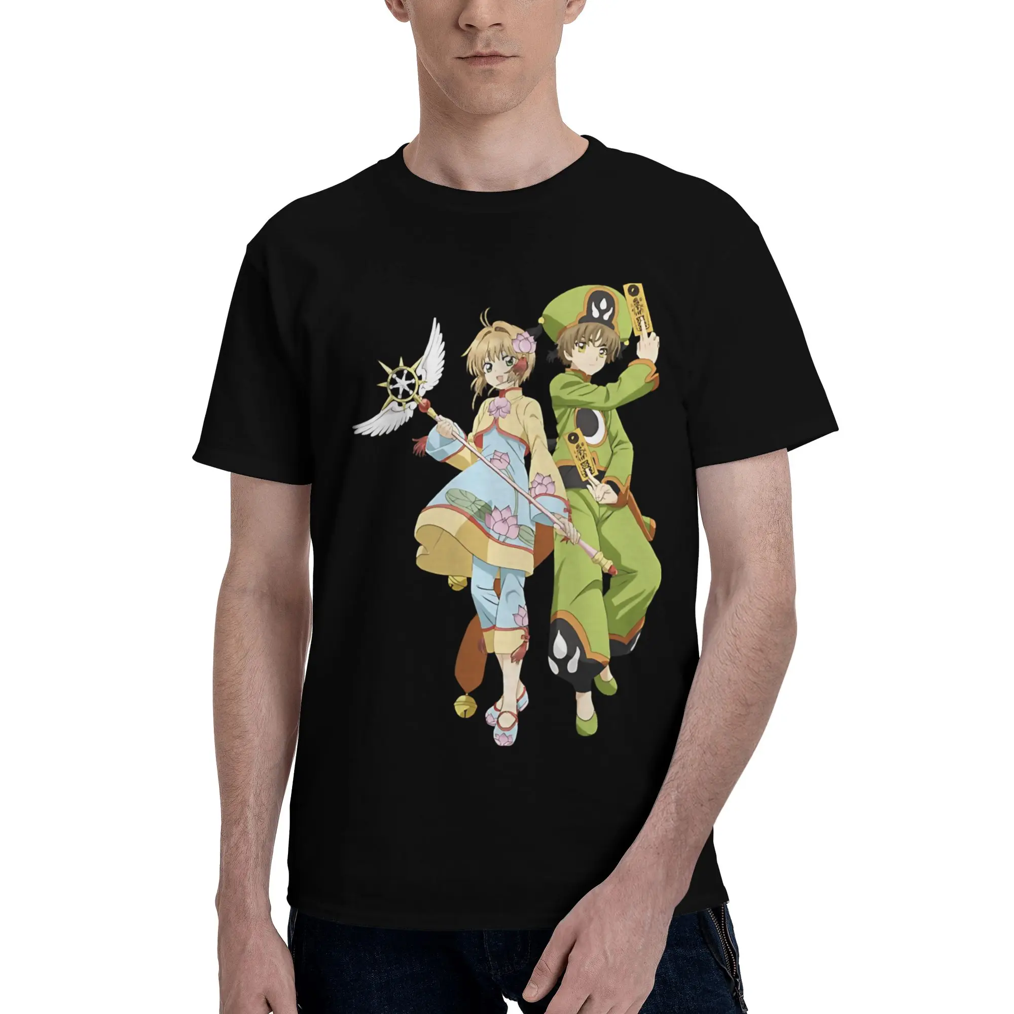 Card Captor Sakura   Sakura and Syaoran   Funny 100% Cotton T-Shirt Bandai Cardcaptor Sakura Tees Tops For Men