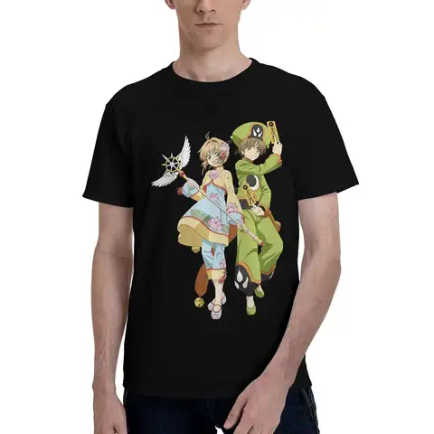 Card Captor Sakura   Sakura and Syaoran   Funny 100% Cotton T-Shirt Bandai Cardcaptor Sakura Tees Tops For Men