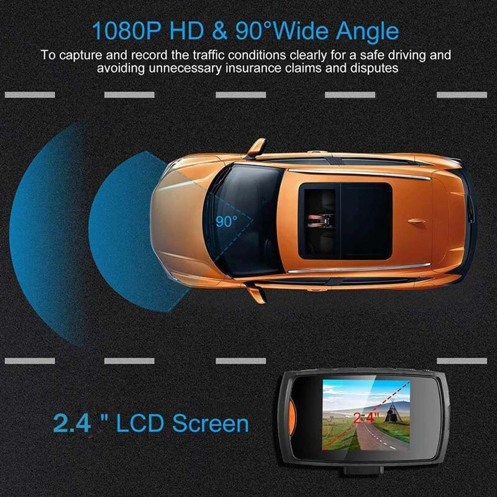HD 1080P 360 grados Dashcam G30 coche DVR Dash Cam grabadora de conducción completa grabación de ciclo visión nocturna cámara de vídeo gran angular