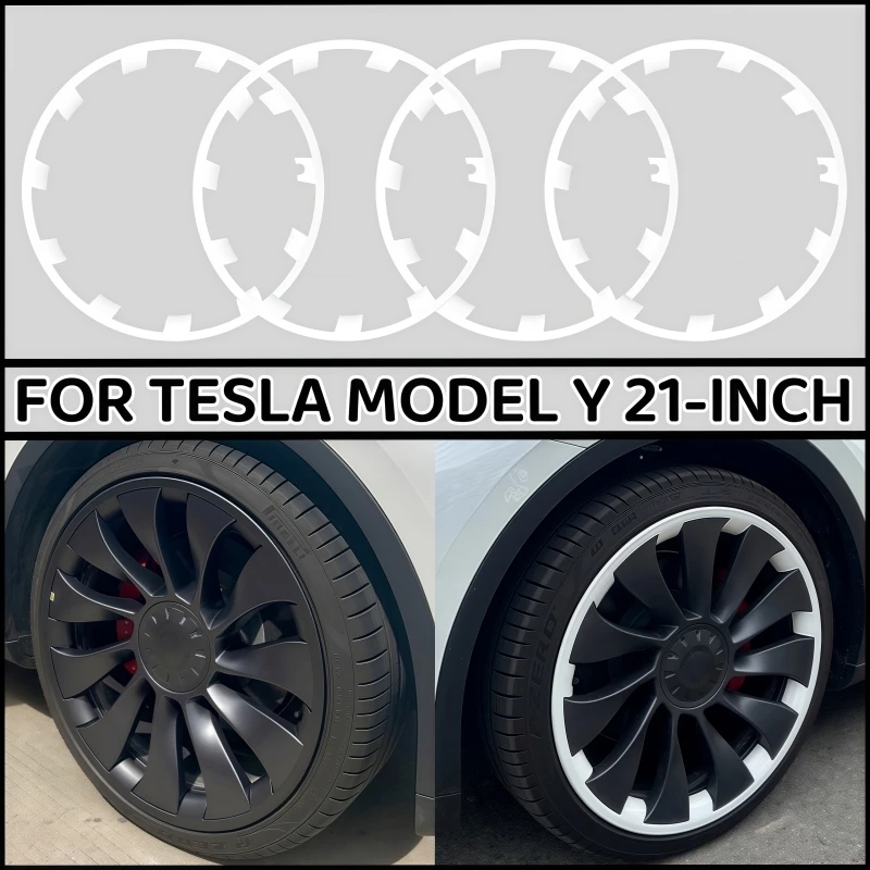 

4 шт. колпаки ступиц для Tesla Model Y, 21-дюймовые высокопроизводительные защитные кольца ступицы колеса, замена полной крышки обода, аксессуары 2023