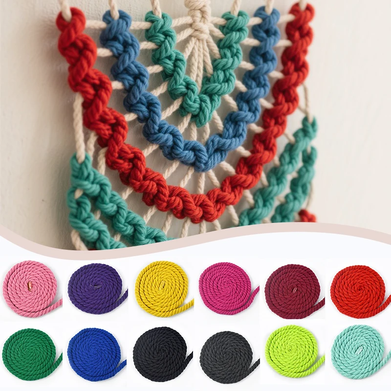 

5M Meetee Cotton Cord 5/8/10/12/20mm 3 Shares Twisted Cords Colored Weave Rope Bag Strap Decoration Ropes DIY Sewing Accessories