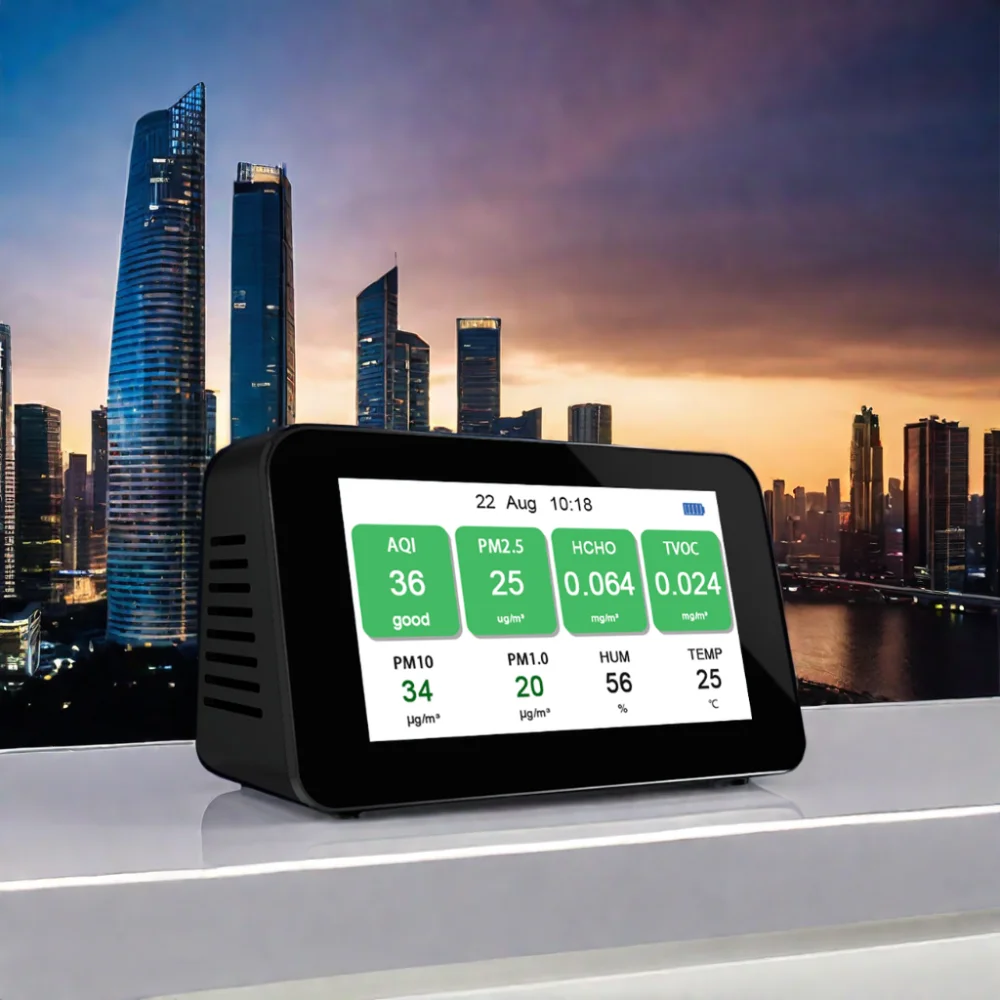 Hot Sale PM2.5 Desktop Air Quality Detector HCHO/TVOCAQI Gas Analyzer Indoor Air Quality Monitor with Dust Particulate Detection