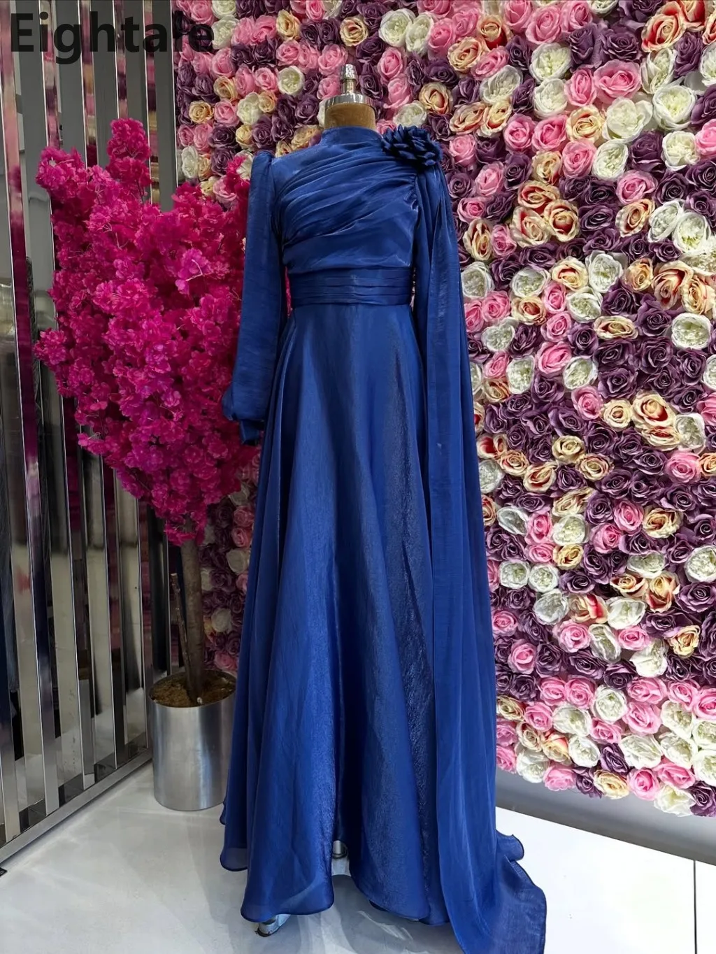 Robe de soirée musulmane à manches longues, bleu Royal, pour fête de mariage, robe de bal arabe saoudienne, dubaï, personnalisée, 2025