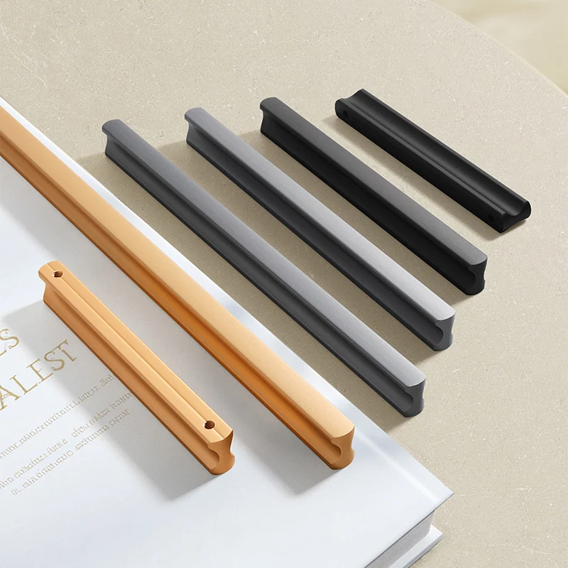 Modern minimalist bar shaped wardrobe handles, cabinet drawers, storage cabinets, furniture aluminum alloy handles