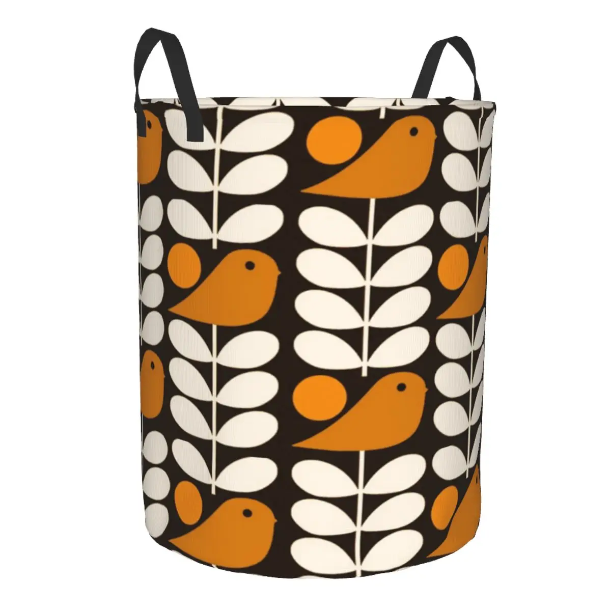 Custom Multistem Birds Black White Orange Laundry Hamper Large Clothes Storage Basket Orla Kiely Scandi Toy Bin Organizer