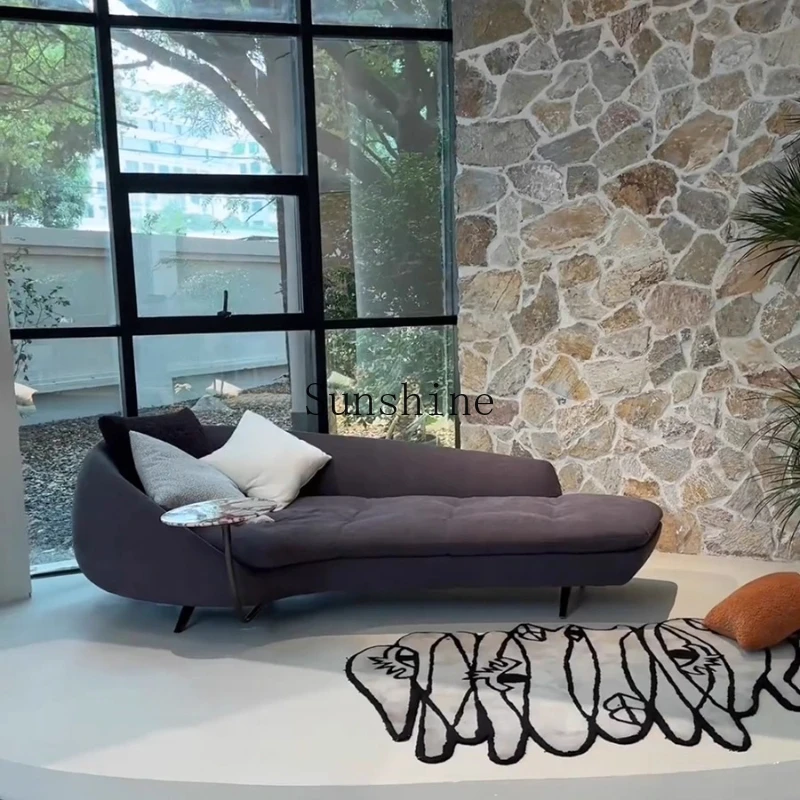 

Italian minimalist chaise longue, high-end mansion wabi-sabi living room, modern curved fabric sofa