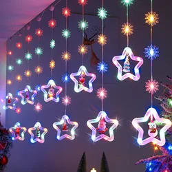 Colorful LED Curtain Fairy Light, Christmas Window Light, String Light with 10 Pendant Decoration, Indoor and Outdoor Xmas, 3M