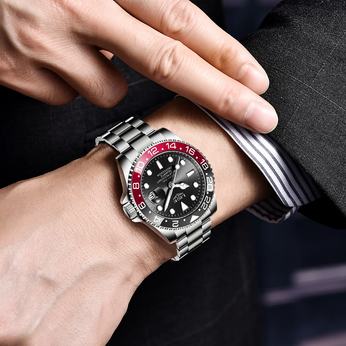 LIGE New Luxury Couple Watches Quartz Watches 30M Waterproof Fashion Stainless Steel Watch Valentine Gift Love Watch +Box