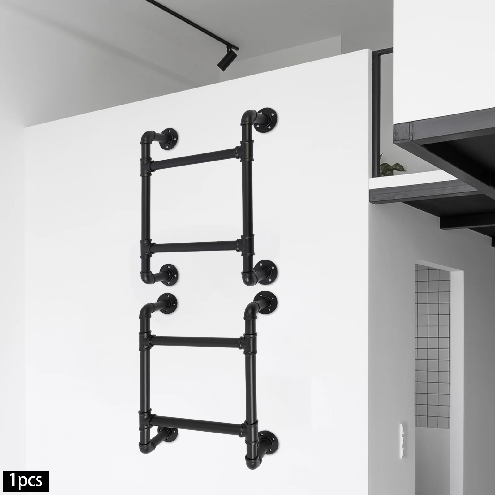 

Двухступенчатая черная настенная лестница 58 см, железная лестница для автофургонов, петель, общежитий