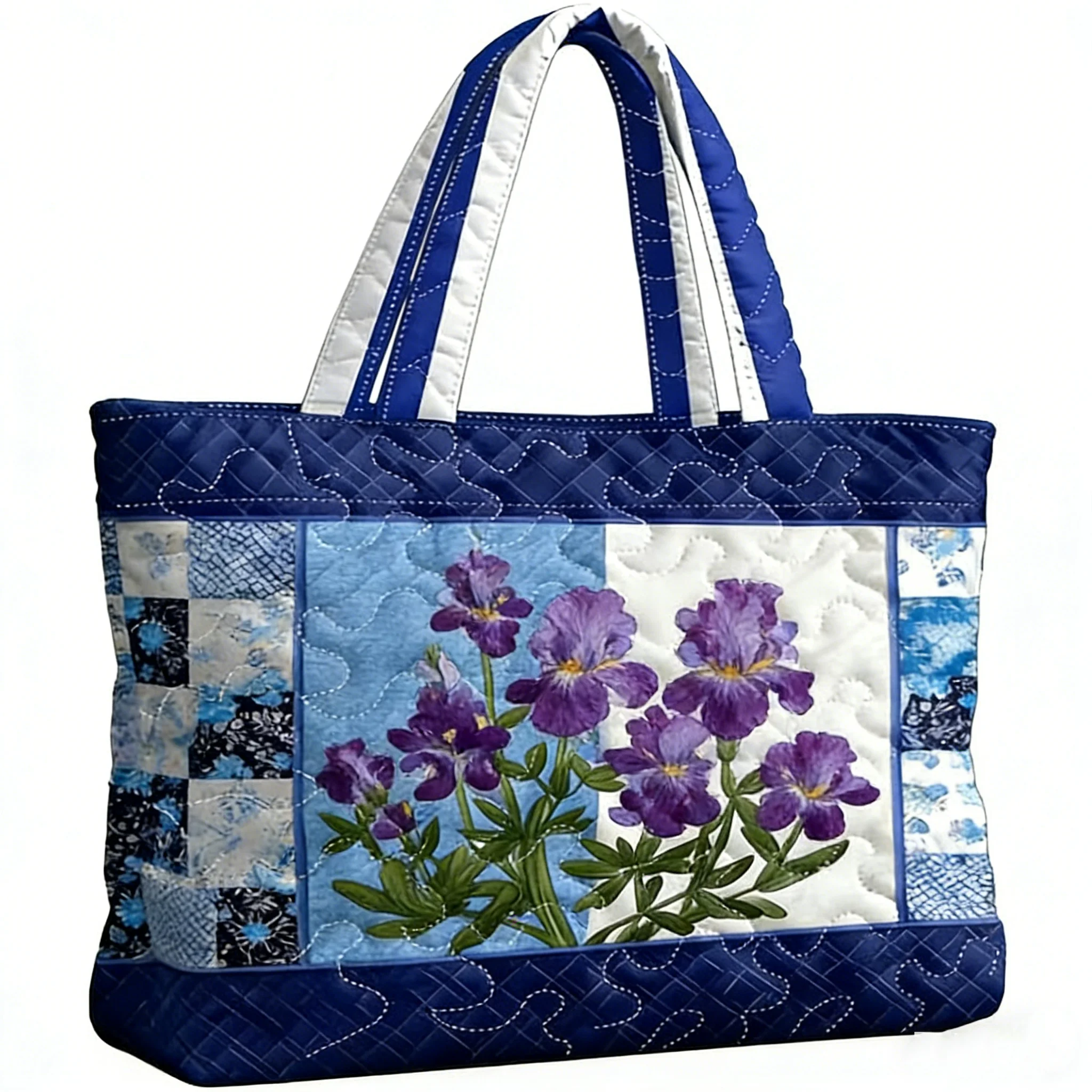 

Violet handbag Flag Print Quilted Tote Patchwork Shoulder Bag Women Daily Handbag For Fashion Shopping