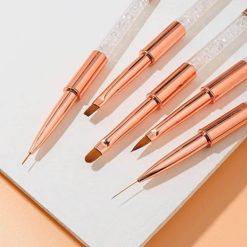 5 نمط مسمار الفن جل الأشعة فوق البنفسجية من الأكريليك تمديد منشئ حجر الراين اللوحة فرشاة خطوط بطانة نمط رسم القلم مانيكير أداة