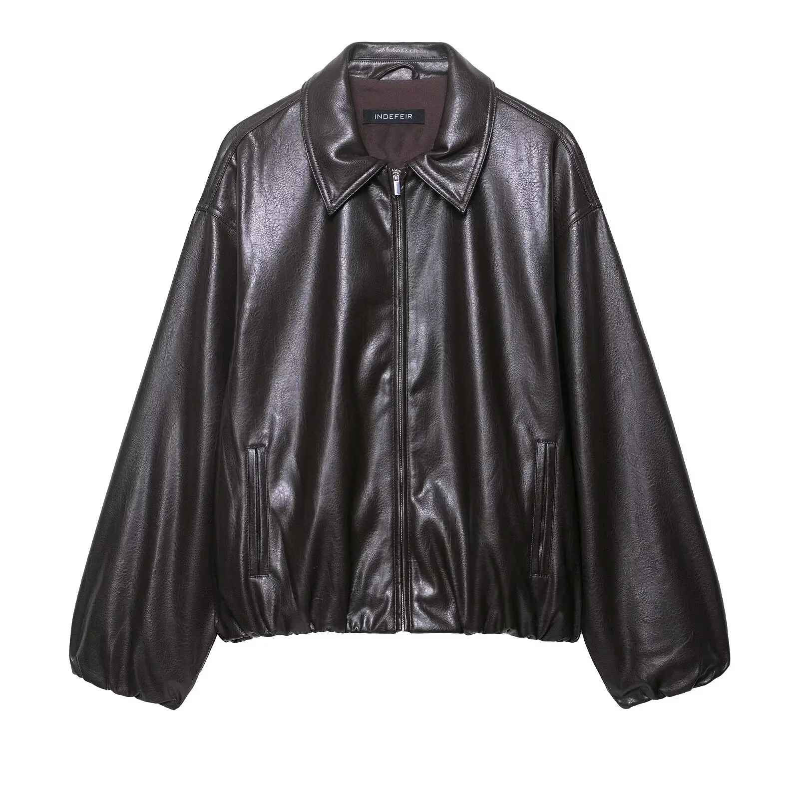 

Women Jacket 2025 Women's Fashion Faux Leather Loose Short Coat Long Sleeve Zipper Jackets Streetwear Casual New Outerwears