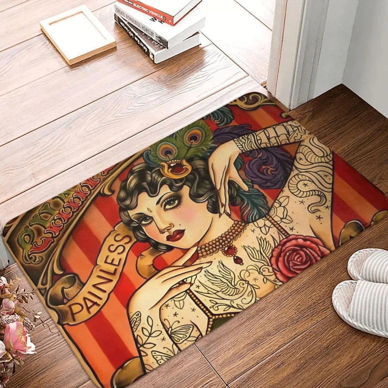 Church Tattoo Retro Body Advertising Art MemeY2KNon-Slip Carpet Doormat Living Room Bathroom Mat Entrance Gate