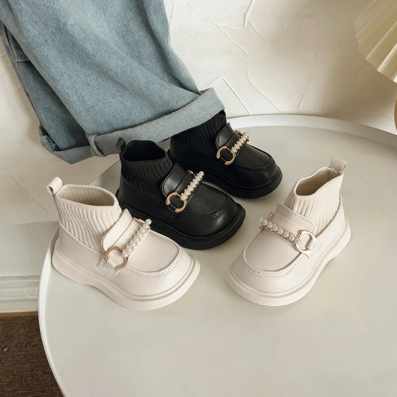 Winter Warm Princess Shoes for Little Girls Baby Cotton Socks Boots Children Short Boots Toddler Baby Girls Leather Shoe 15-25
