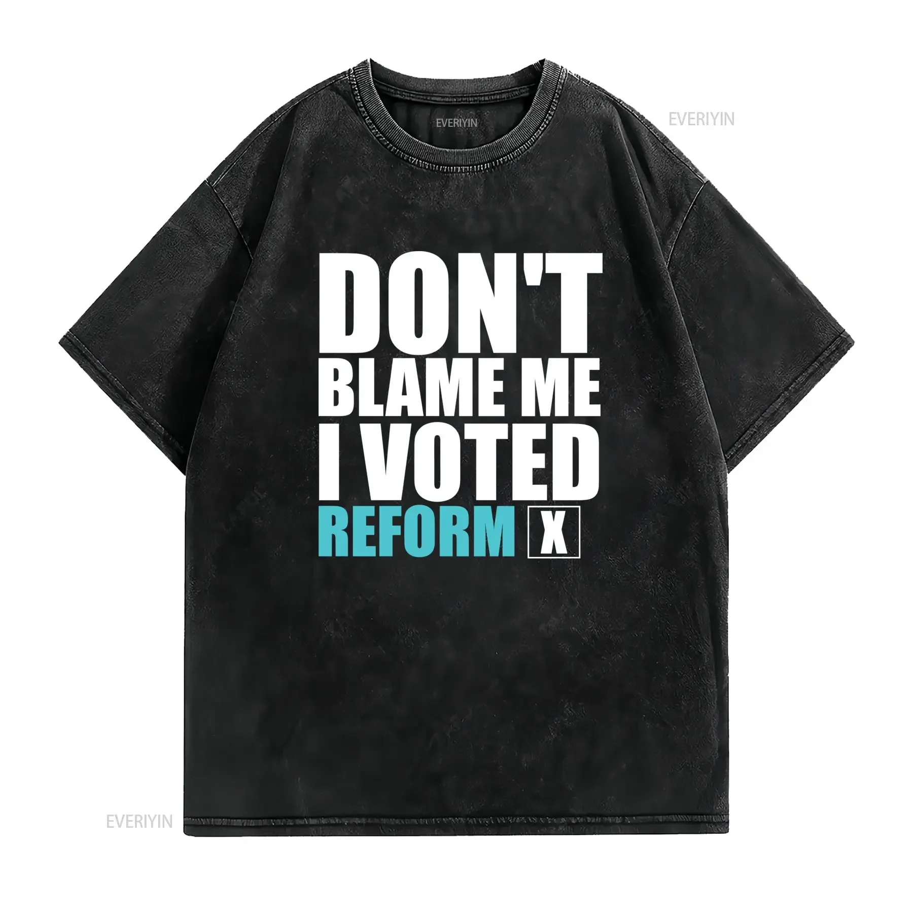 I Voted Reform Political T Shirt Casual Round Neck  with Slogan Print Machine Washable Statement Voting Rights Apparel vintage
