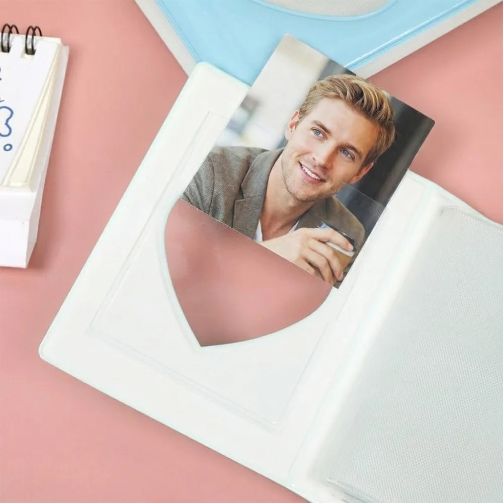 Large Capacity 3 Inch 40/64 Slot Photo Album Macaron Heart Cutout Card Book Chain Decor Photo Binder Kpop Card Keep