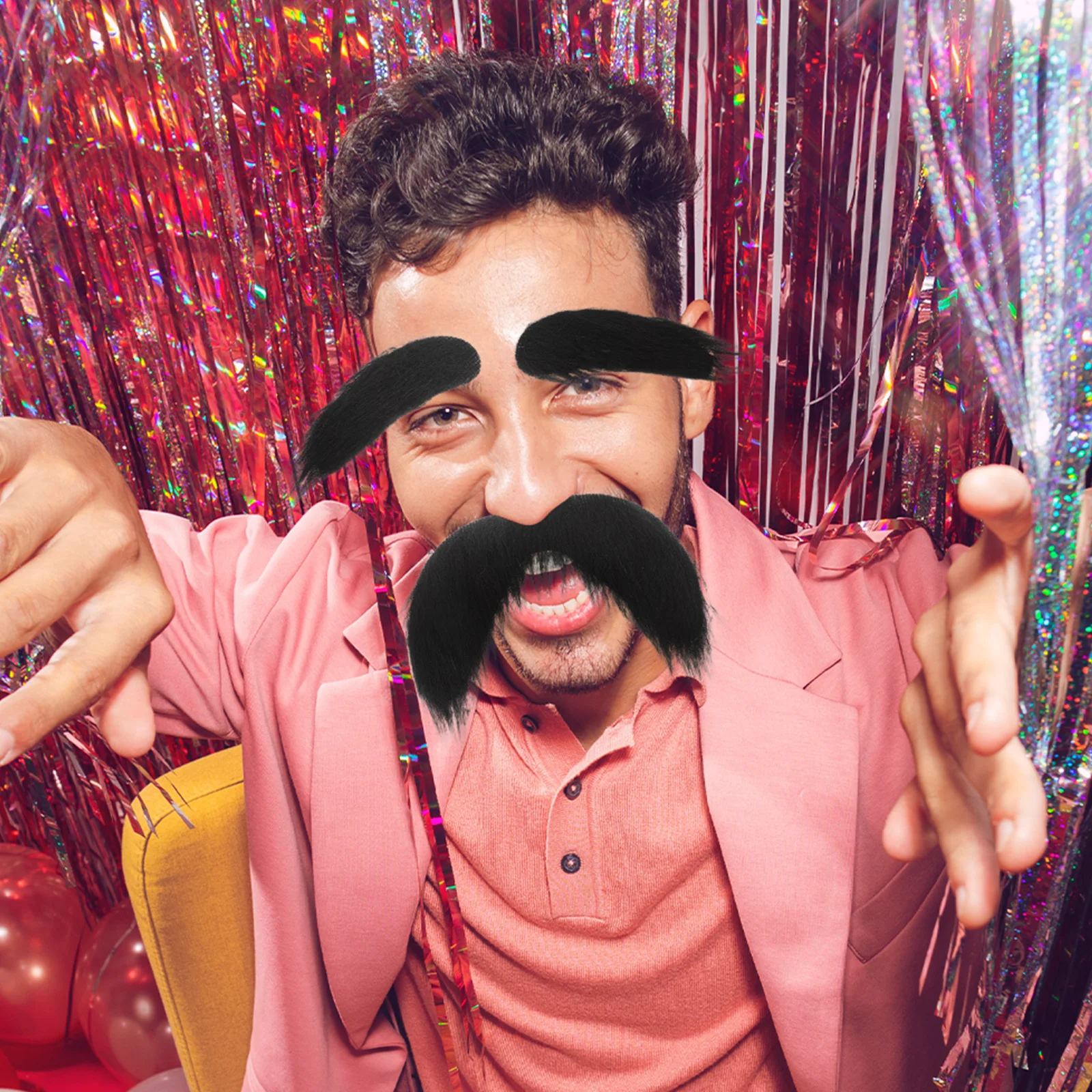 

3Pcs Fake Beard Eyebrows Costume Set Realistic Self Adhesive Thick Facial Hair Halloween Party Funny Cosplay Accessories