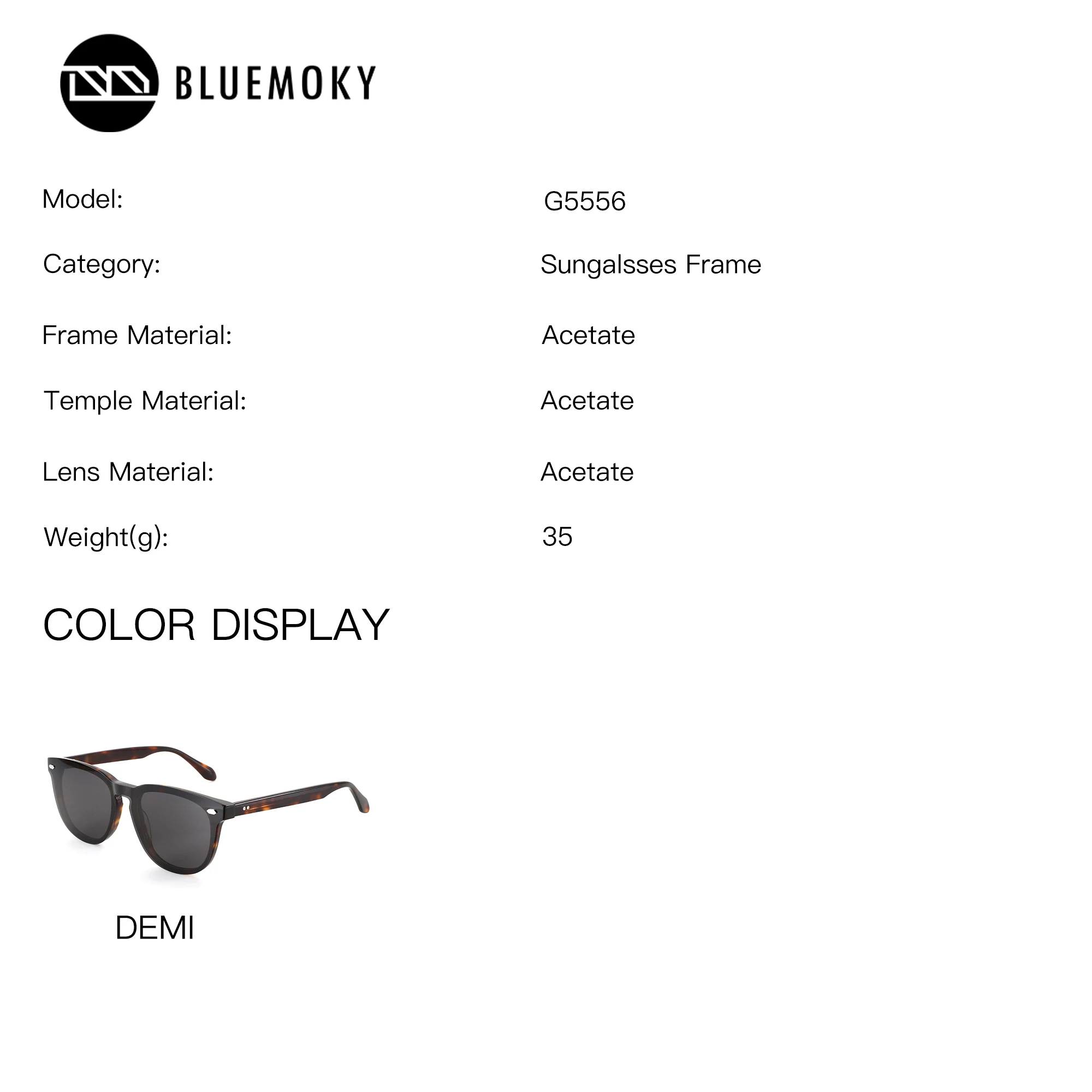 BLUEMOKY (M Size) Men's Square Acetate Clip on Prescription Glasses Blue Light Myopia Optical Eyeglasses Progressive Lenses