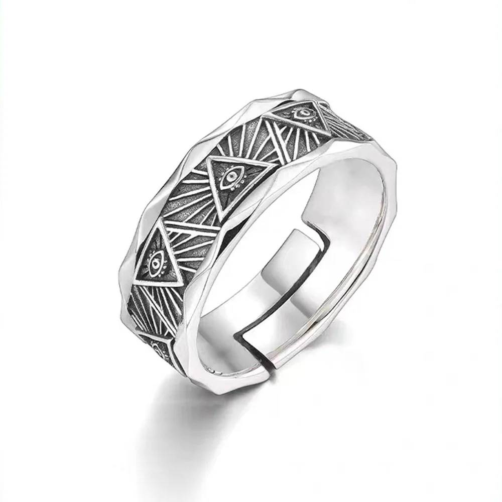Retro Eye of Providence Adjustable Open Ring Punk Gothic Mystic Ring For Men Women Edgy Jewelry Vintage Accessories Unisex Gift
