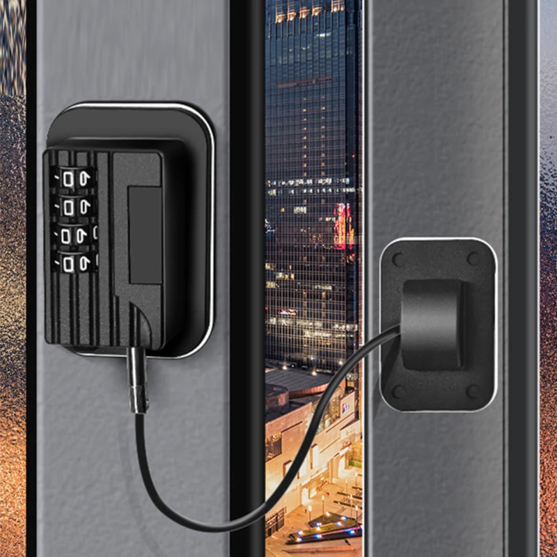 Bloqueio de geladeira de janela de alta ascensão anti-queda bloqueio de segurança posicionamento bloqueio de senha armário de armazenamento sem perfuração bloqueio anti-roubo