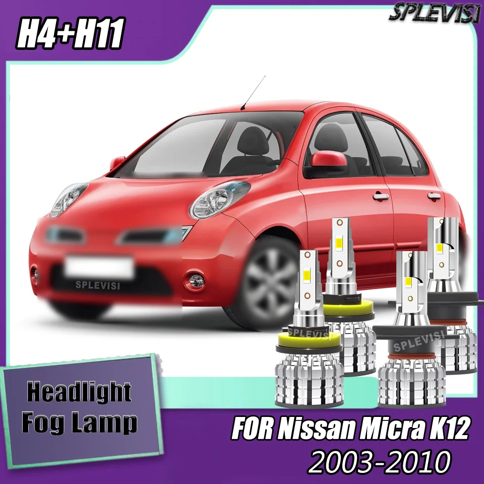

Long-Lasting H4/9003 Headlight H11/H8/H9 Foglight LED Combo Kit For Nissan Micra K12 2003 2004 2005 2006 2007 2008 2009 2010