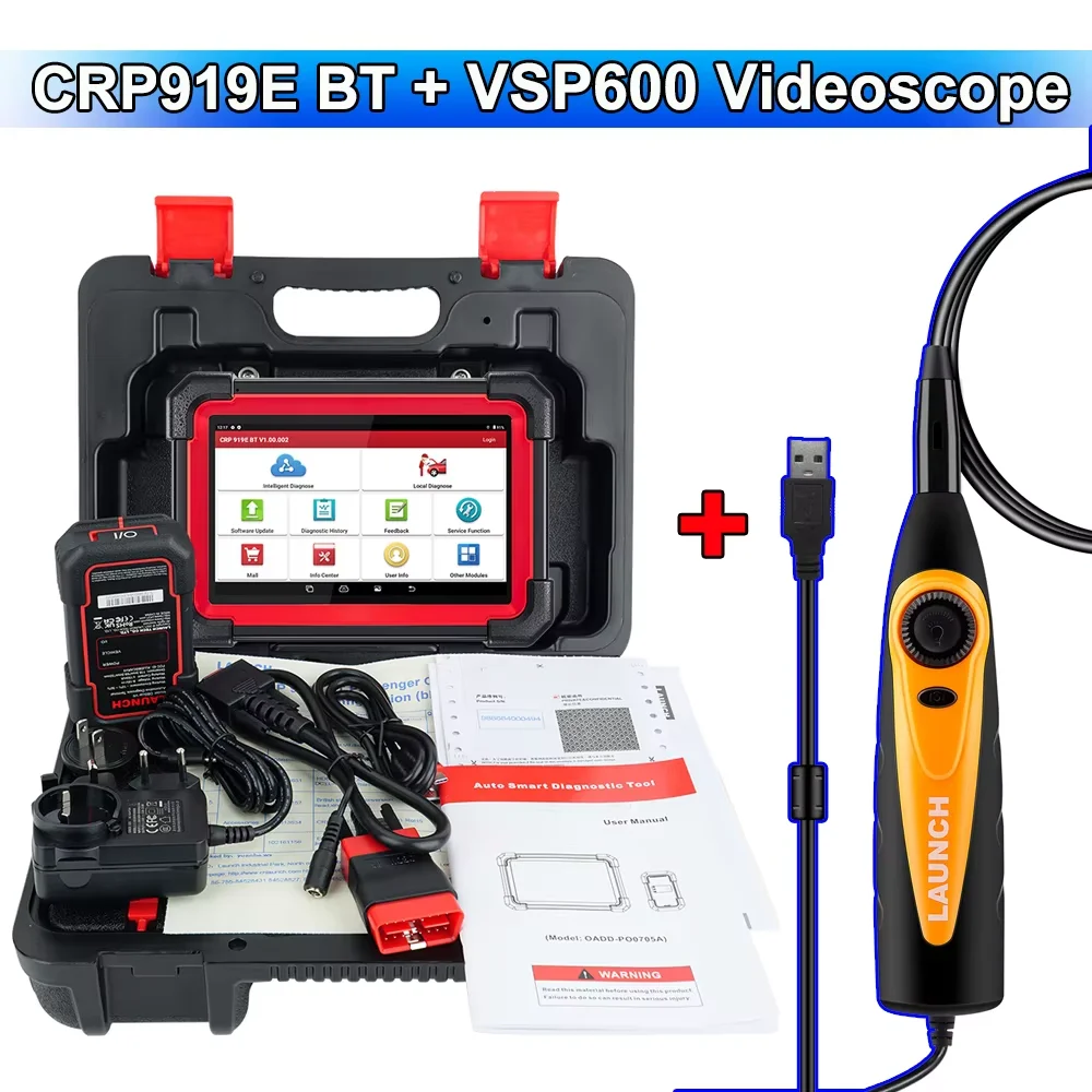 Image of Launch X431 CRP919E BT Bidirektionaler OBD2-Scanner CANFD DoIP, Alle Systeme Fahrzeugdiagnosegerät FCA 35 Rest mit VSP600 Videoskop