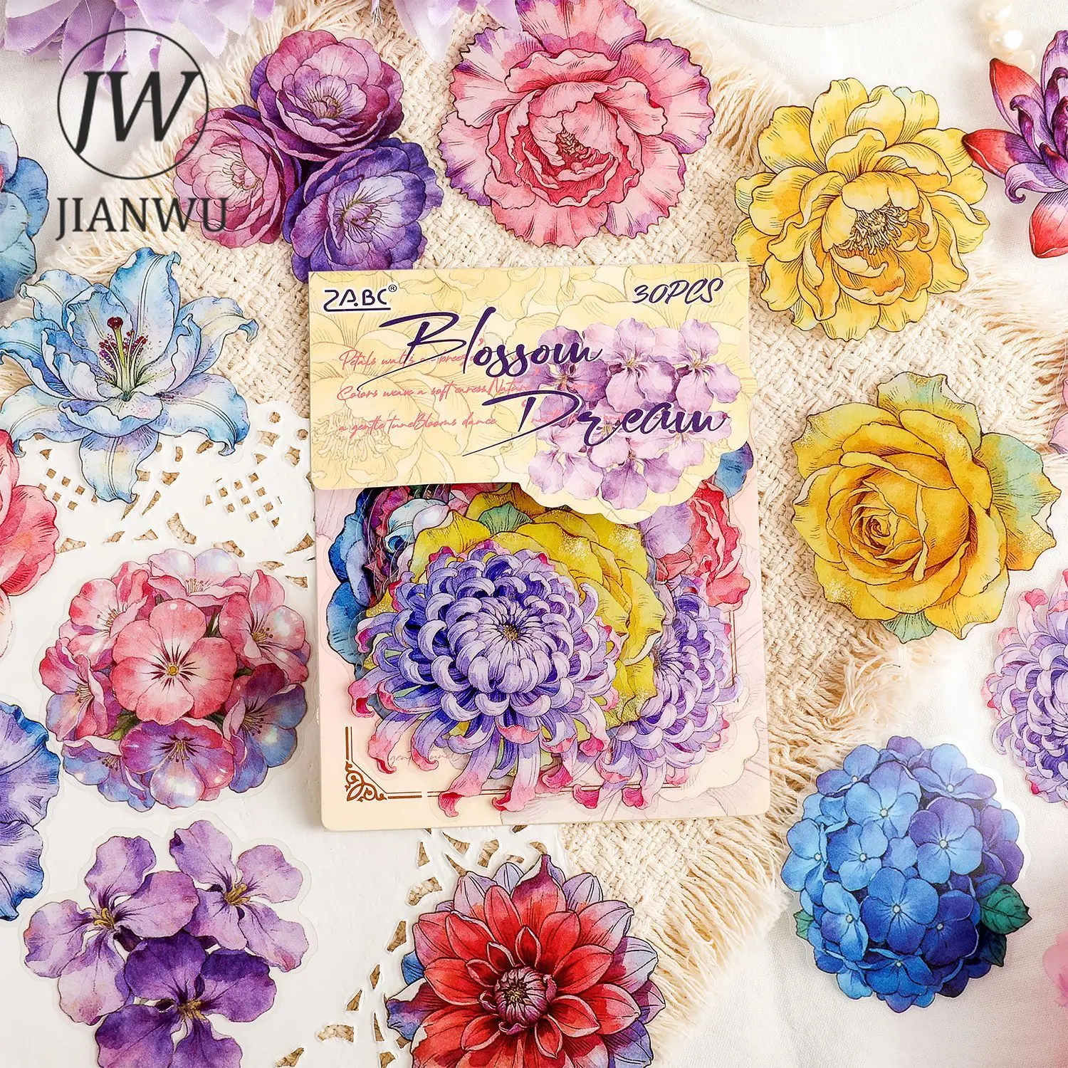 JIANWU Flower Dance Series Vintage Floral Landscape Material Collage Scrapbooking PET-Aufkleber Kreatives DIY-Tagebuch Schreibwaren