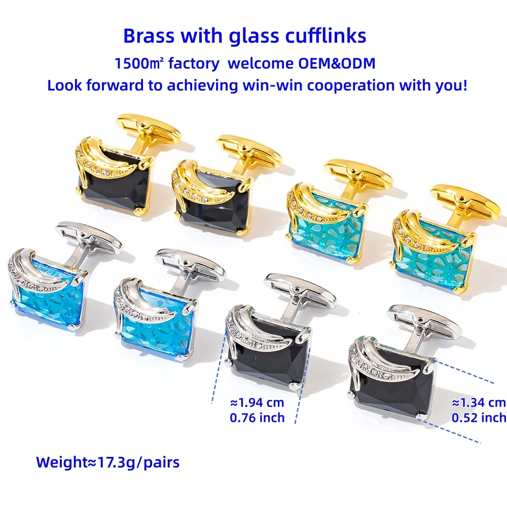 Luxury Men's Shirt Cufflinks For Man Custom Your Logo Cuff links Boyfriend Gift Wedding Man Cufflink Crystal Fashion Jewelry