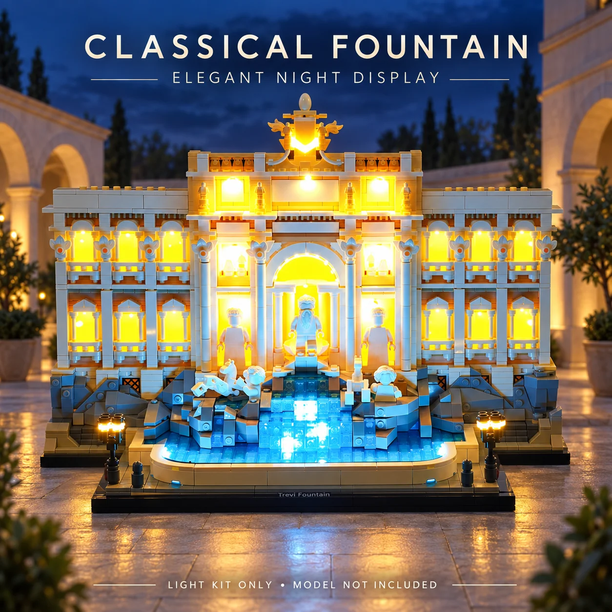 MAXCXT LED Light Kit For 21062 Architecture Trevi Fountain Compatible with Building Block Set  USB Powered Display Lighting