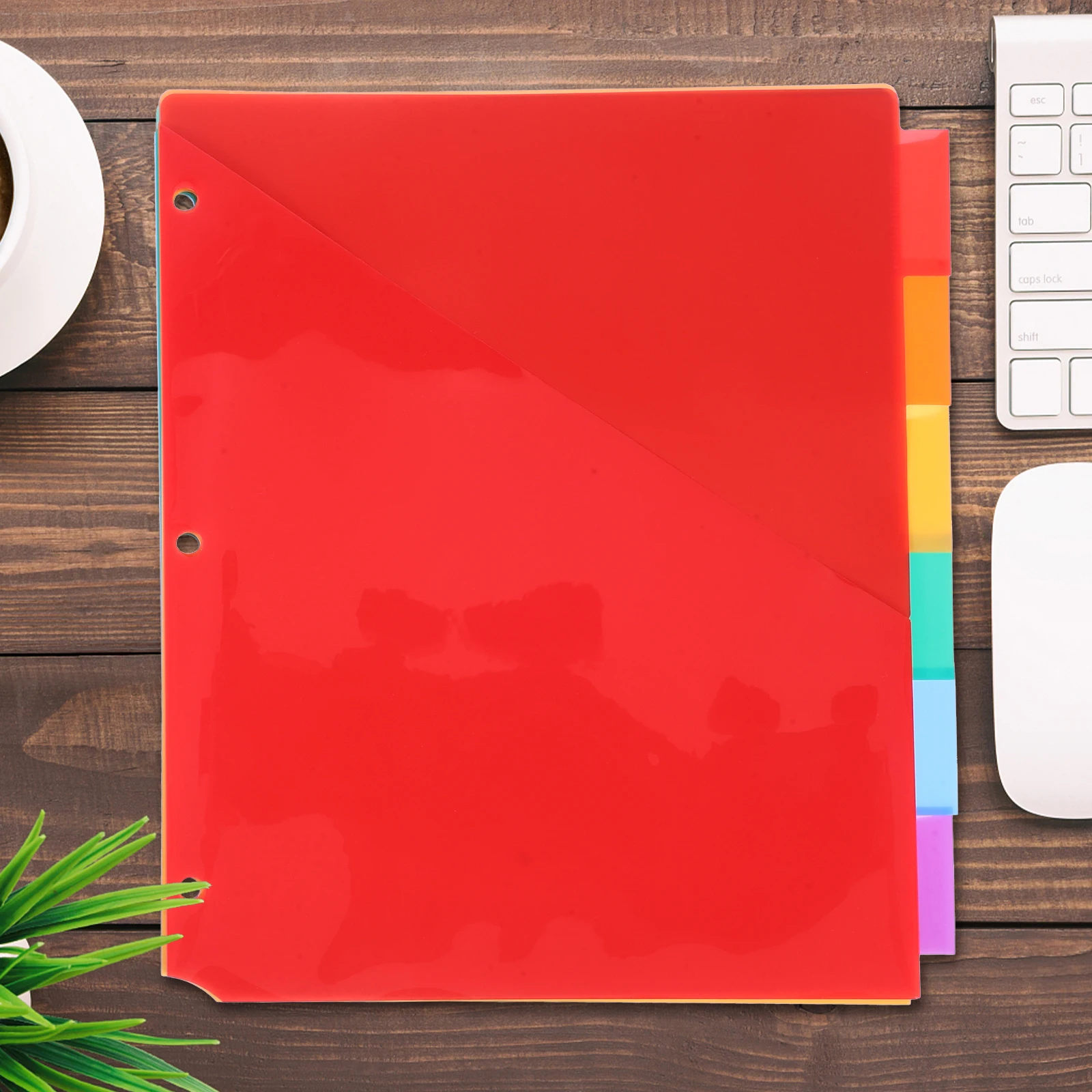 

6pcs Multicolored Pocket File Folders Plastic Binder Dividers With Tabs For Documents School Office Presentation 3 Ring Hole