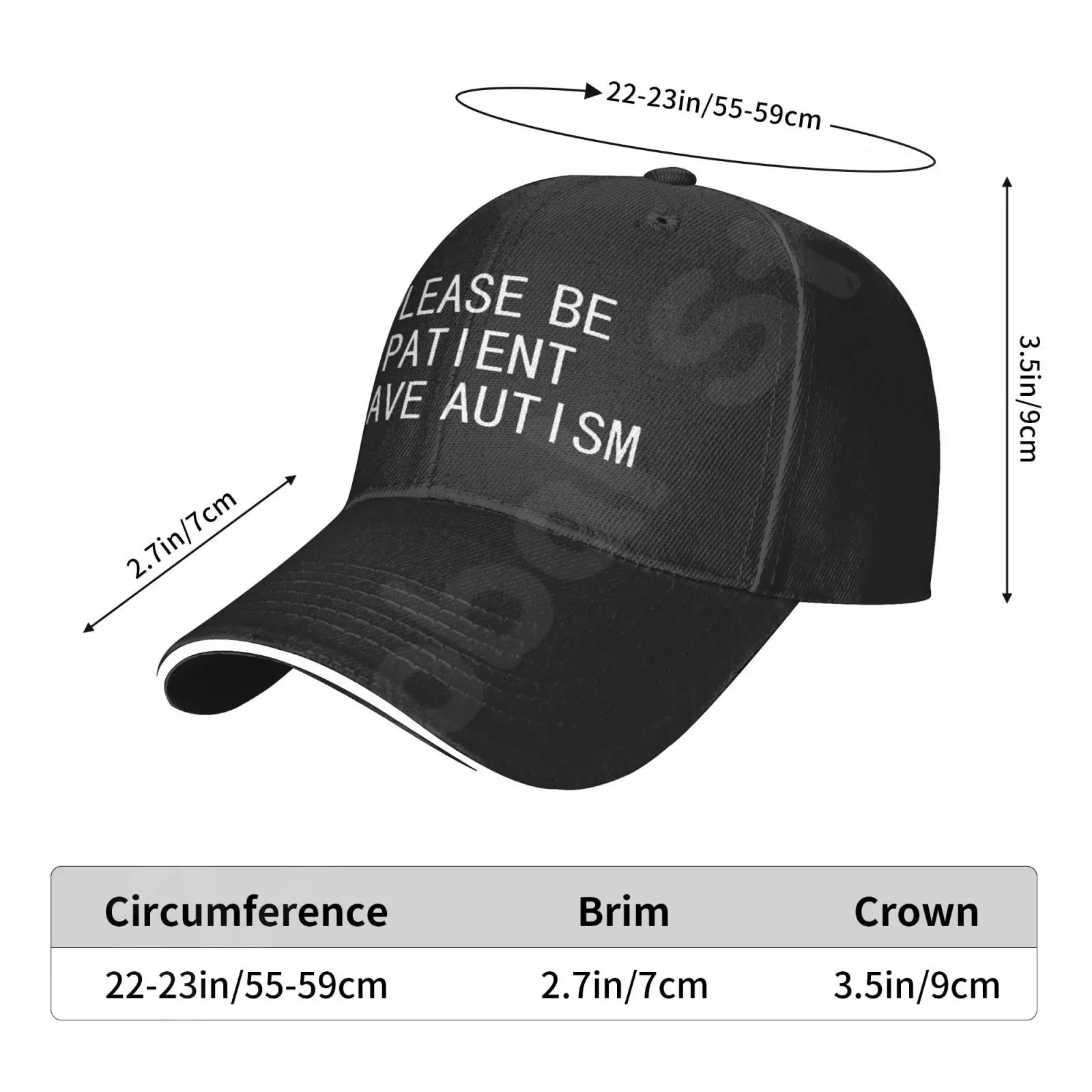 Please Be Patient I Have Autism Letter Casual Washed Cotton Baseball Cap Men Solid Denim Dad Hat Visor Outdoor Trucker Caps