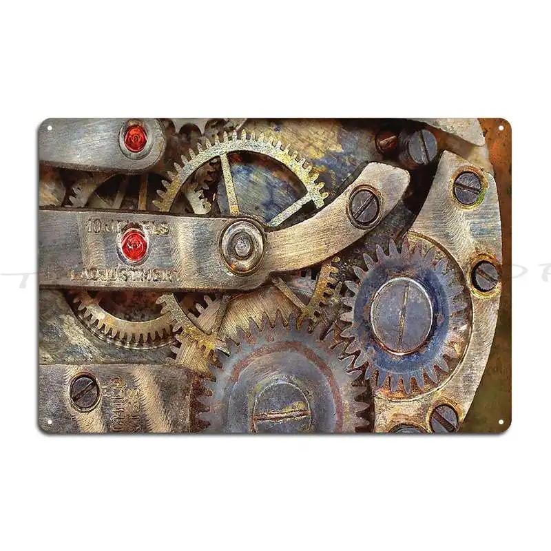 Mechanism Clockwork Steampunk Watch Wheels Metal Plaque Poster Living Room Wall Cave Funny Home Customized Tin Sign Poster