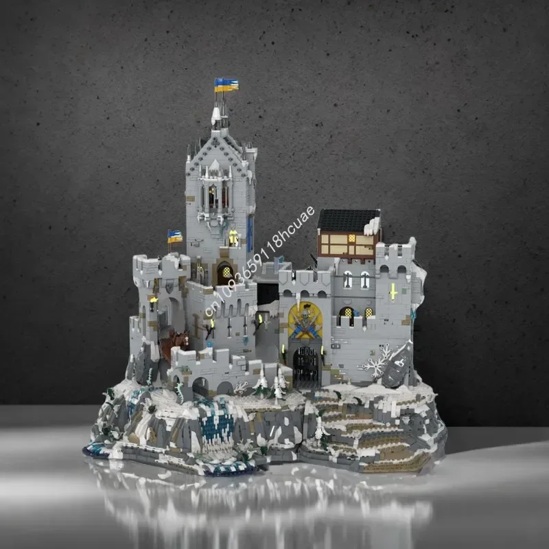 Moc Medieval Modular Mountain Fortress(BASE UPGRADE)CASTLE Model Building Block Diy Creative Assembly Toys Kid Festival Gift