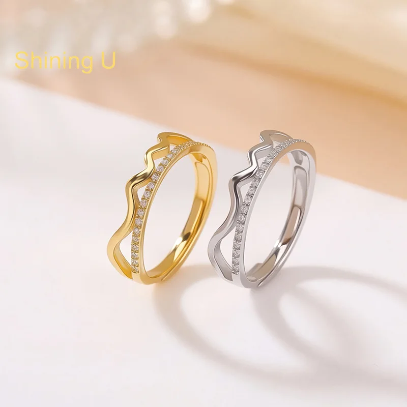 Shining U 925 Sterling Silver Simple Open Ring for Women Fine Jewelry Anniversary