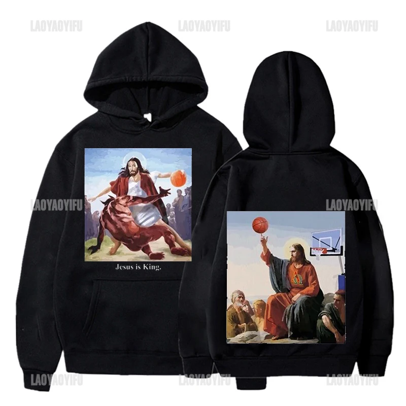 Harajuku Casual Hot Sale Streetwear Vintage  Jesus God Loves Your Hoodie Portrait Unisex Creative Pullover Unique