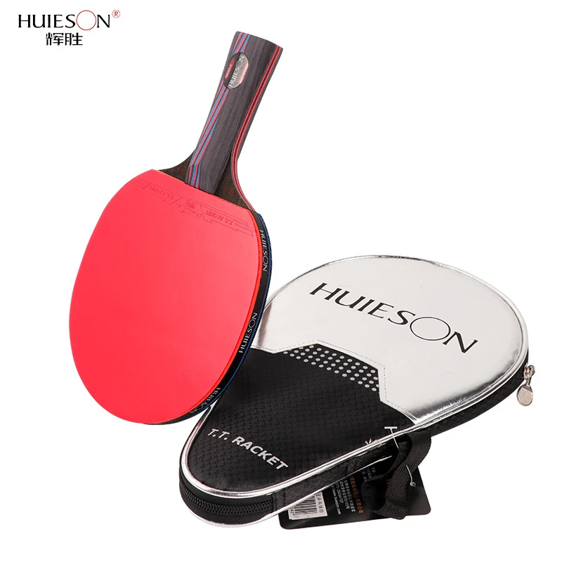 Huieson Professional Table Tennis Racket Nano Carbon 9.8  Black Red Carbon Paddle with Case for Fast Attack Players