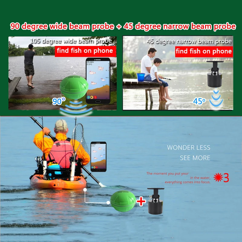 Sonar Smart Phone Fish Finder Sonar Android & Ios Fish Finder Bluetooth Phone Intelligent Fish Visual Fishing Echo Sounder Alarm