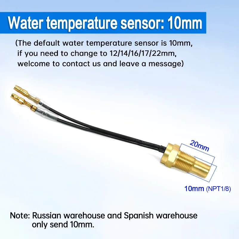 AD 2 in 1 LCD Car Water Temp Gauge Water Temperature Sensor 10mm Meter Voltmeter Voltage Digital Horizontal 12v 24v Accessories 5
